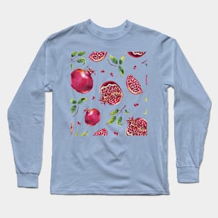 Pomegranate. Watercolor. Seamless pattern. Hand-painted Long Sleeve T-Shirt